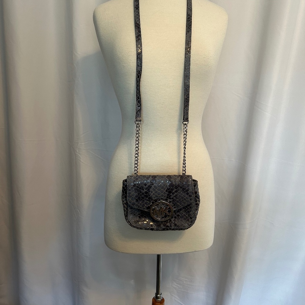Michael Kors Fulton Python Print Small Demin Blue… - image 1